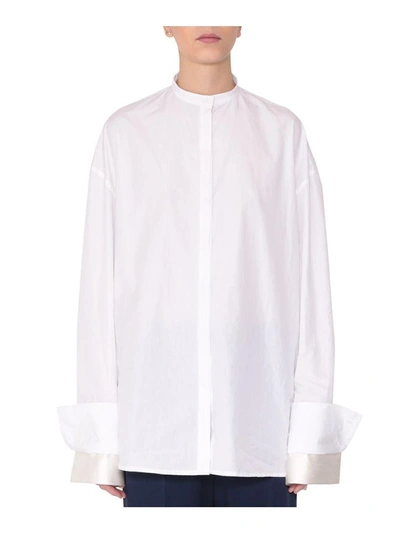 Shop Haider Ackermann Oversized Cotton Shirt In Bianco