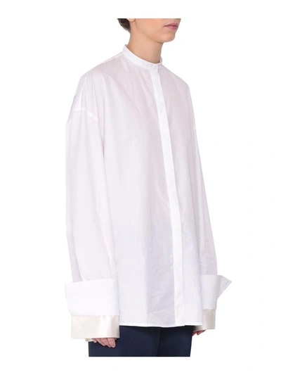 Shop Haider Ackermann Oversized Cotton Shirt In Bianco