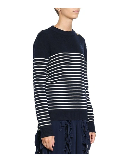 Shop Jw Anderson Striped Wool Sweater In Blu