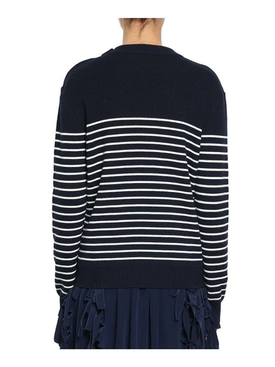 Shop Jw Anderson Striped Wool Sweater In Blu