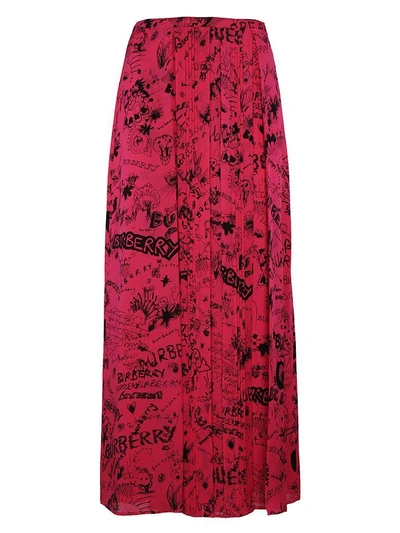 Shop Burberry Doodle Print Skirt In Pink