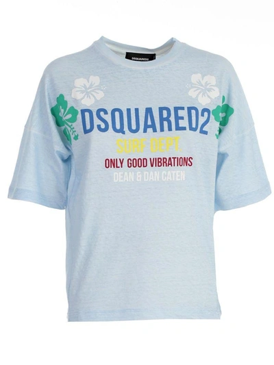 Shop Dsquared2 Short Sleeve T-shirt In Light Blue