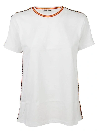 Shop Miu Miu Branded T-shirt In Bianco