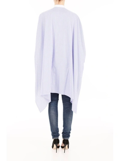 Shop Alexander Mcqueen Striped Cotton Oversized Shirt In White Bluebianco