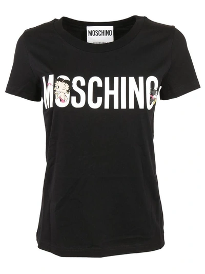 Shop Moschino Betty Boop And Logo Print T-shirt In Black