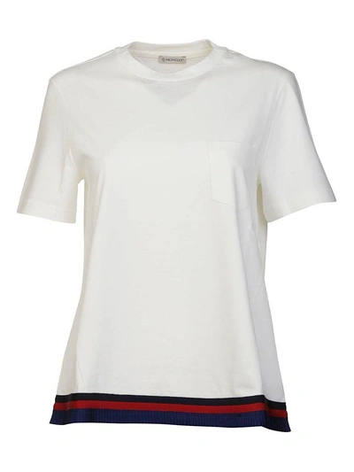 Shop Moncler Ribbed T-shirt In Bianco