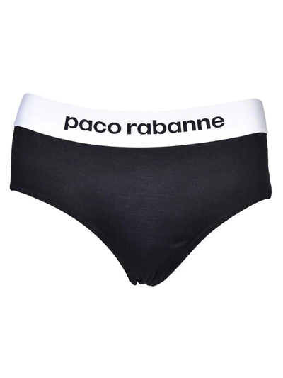 Shop Paco Rabanne Brand Print Underwear In Black
