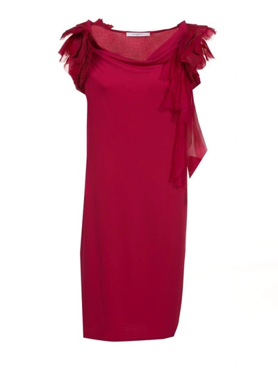 Shop Givenchy Ruffle Strap Shift Dress In Fucsia