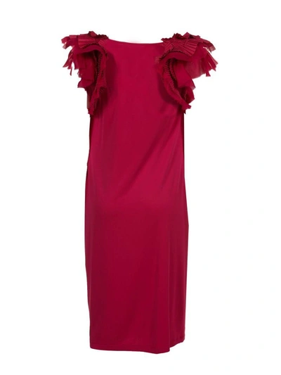 Shop Givenchy Ruffle Strap Shift Dress In Fucsia