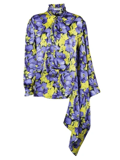 Shop Balenciaga Floral Print Blouse In Jaune-violet