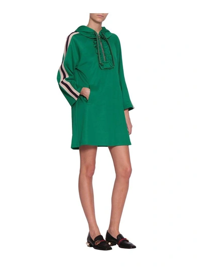 Shop Gucci Jersey Dress In Verde