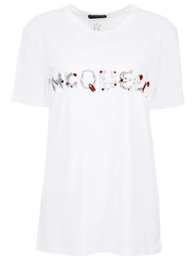 Shop Alexander Mcqueen Oversized T-shirt With Animal Letters Print In Whitebianco