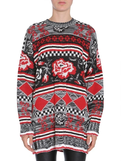 Shop Msgm Jacquard Sweater In Rosso