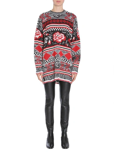 Shop Msgm Jacquard Sweater In Rosso