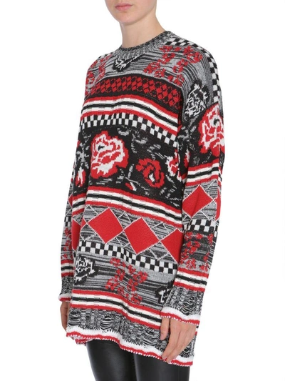 Shop Msgm Jacquard Sweater In Rosso