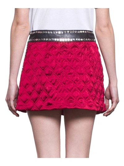 Shop Alyx Leather Trimmed Quilted Wool Skirt In Rosso