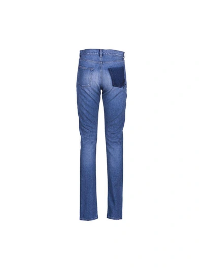 Shop Saint Laurent Jeans Pocket Signature In Light Blue