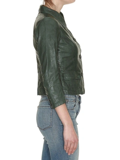 Shop Bully Leather Jacket In Green