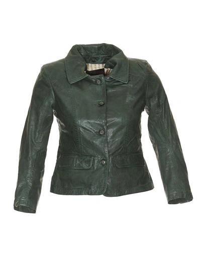 Shop Bully Leather Jacket In Green