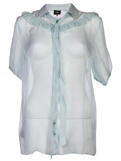 Shop Rochas Ruffled Trim Top In Light Blue