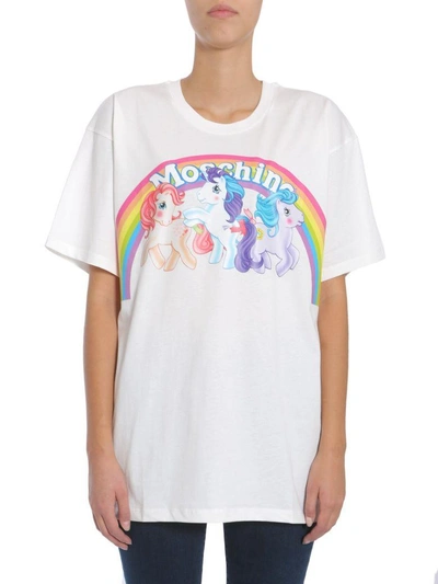 Shop Moschino Oversize Little Pony Printed T-shirt In Bianco