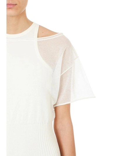 Shop Alexander Wang Ribbed Knit Midi Dress In White