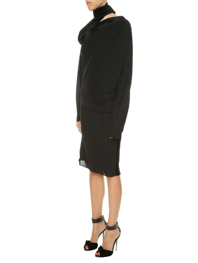 Shop Tom Ford Short Dress With Asymmetric Neck In Nero