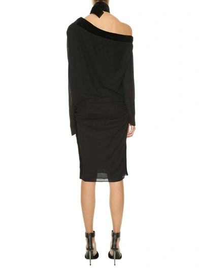 Shop Tom Ford Short Dress With Asymmetric Neck In Nero
