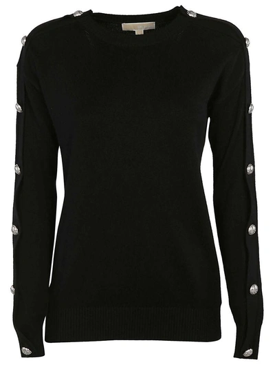Shop Michael Kors Button Embellished Sweater In Black