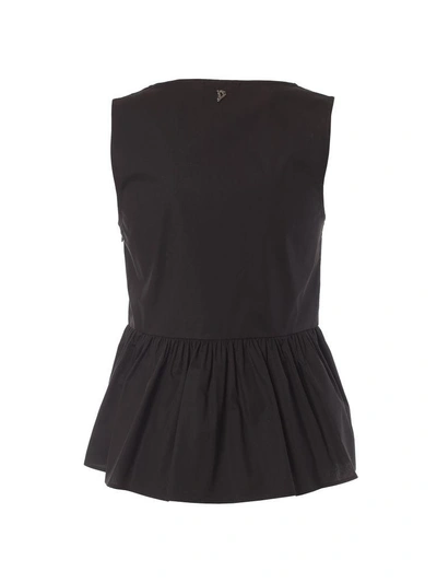 Shop Dondup Flared Hem Top In Nero