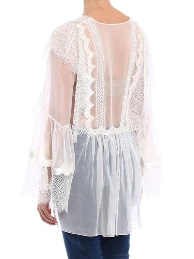 Shop Alberta Ferretti Laced Blouse In White