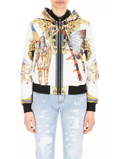 Shop Versace Reversible Jacket In Fondo Nero+stampanero