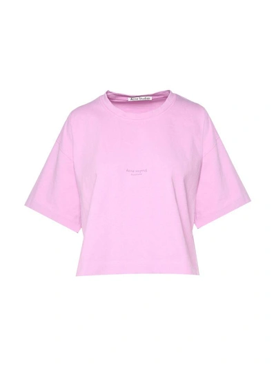Shop Acne Studios Cylea Cotton-jersey Cropped T-shirt In Rosa