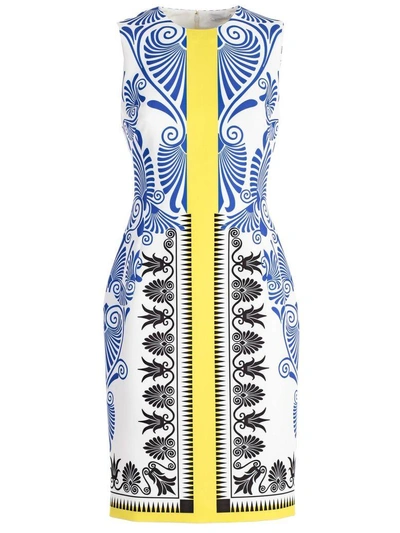 Shop Versace Dress In Gbianco Stampa