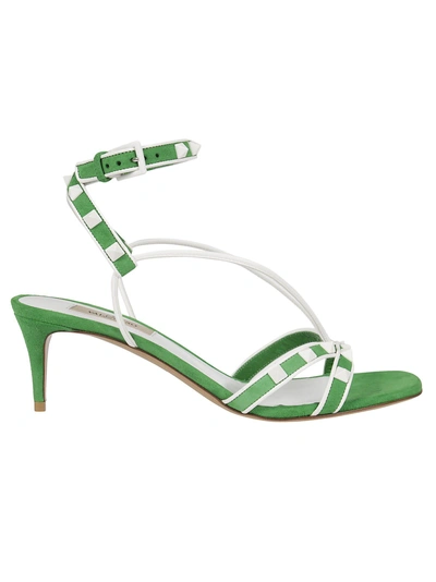 Shop Valentino Free Rockstud Sandals In Green