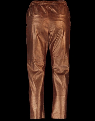 Shop Brunello Cucinelli Metallic Jogger Pant In Ginger