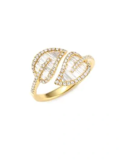 Shop Anita Ko Diamond Leaf Ring In Yellow Gold
