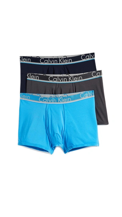 Shop Calvin Klein Underwear Comfort Microfiber 3 Pack Trunks In Black/black/black