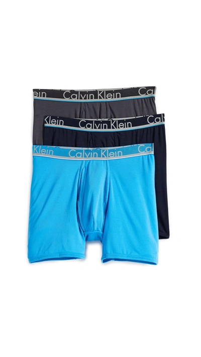 Shop Calvin Klein Underwear Comfort Microfiber Boxer Briefs 3 Pack In White/white/white