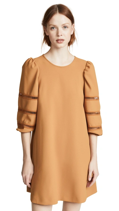 Shop See By Chloé Pouf Sleeve Dress In Brick Brown