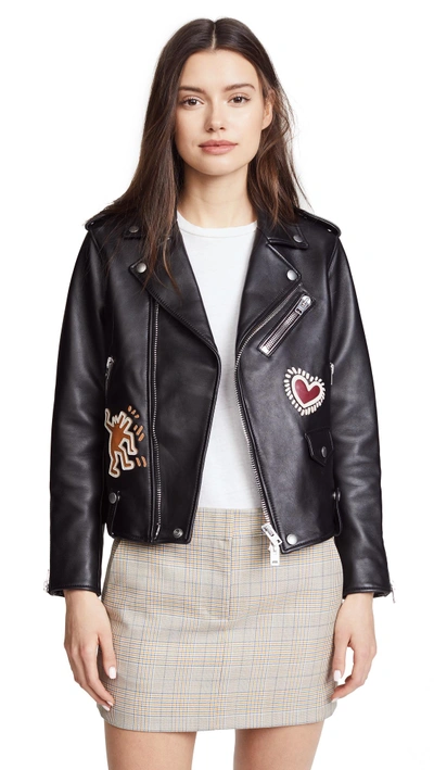 Shop Coach 1941 X Keith Haring Moto Jacket In Black