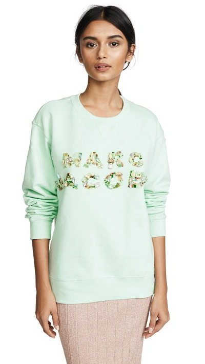 Shop Marc Jacobs Luxe Embellished Sweatshirt In Pale Green