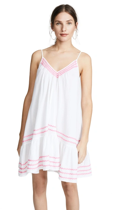 Shop 9seed St. Tropez Ruffle Mini Dress In White/pink Trim