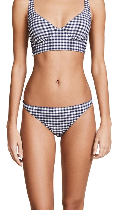 Shop Tory Burch Gingham Hipster Bottoms In Blue