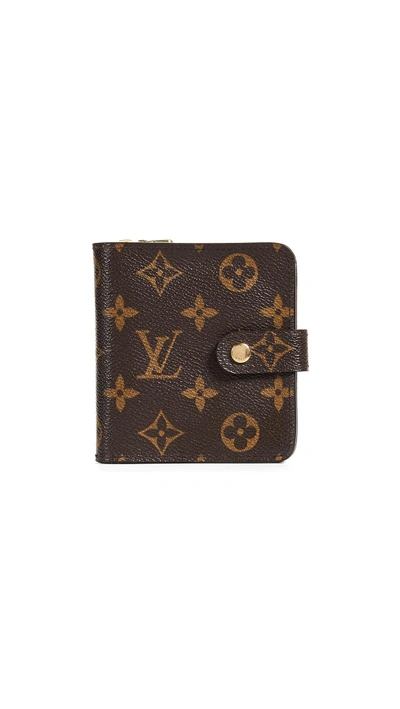 Shop Pre-owned Louis Vuitton Monogram Ab Compact Zip Wallet In Brown