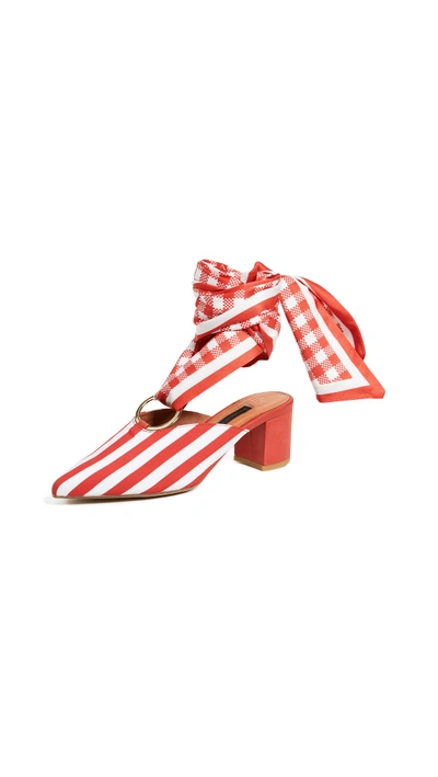 Shop Mother Of Pearl Amber Mules In Red/white