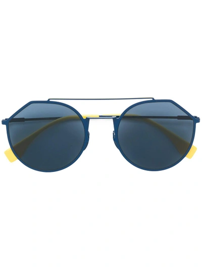Shop Fendi Eyewear Hexagon Sunglasses - Blue