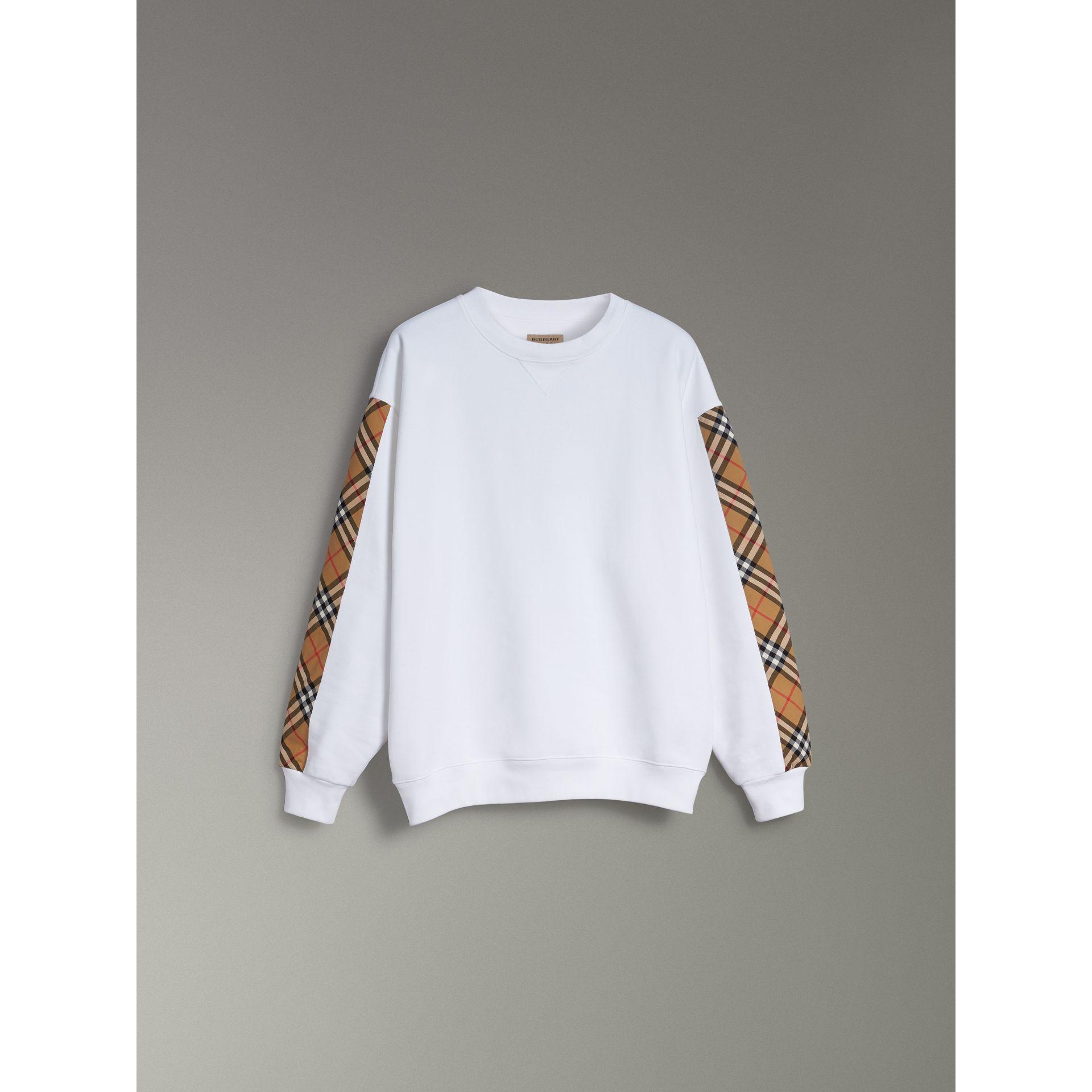 vintage check detail cotton blend sweatshirt