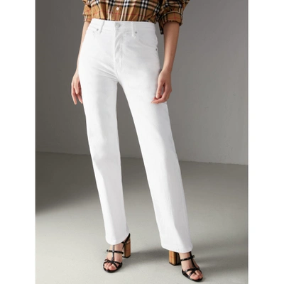 Shop Burberry Straight Fit Power-stretch Denim Jeans In White