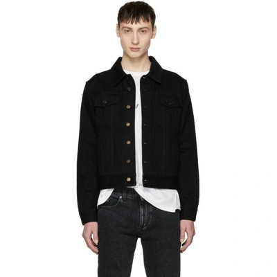 Shop Saint Laurent Black Worn Denim Jacket In 1220blkworn